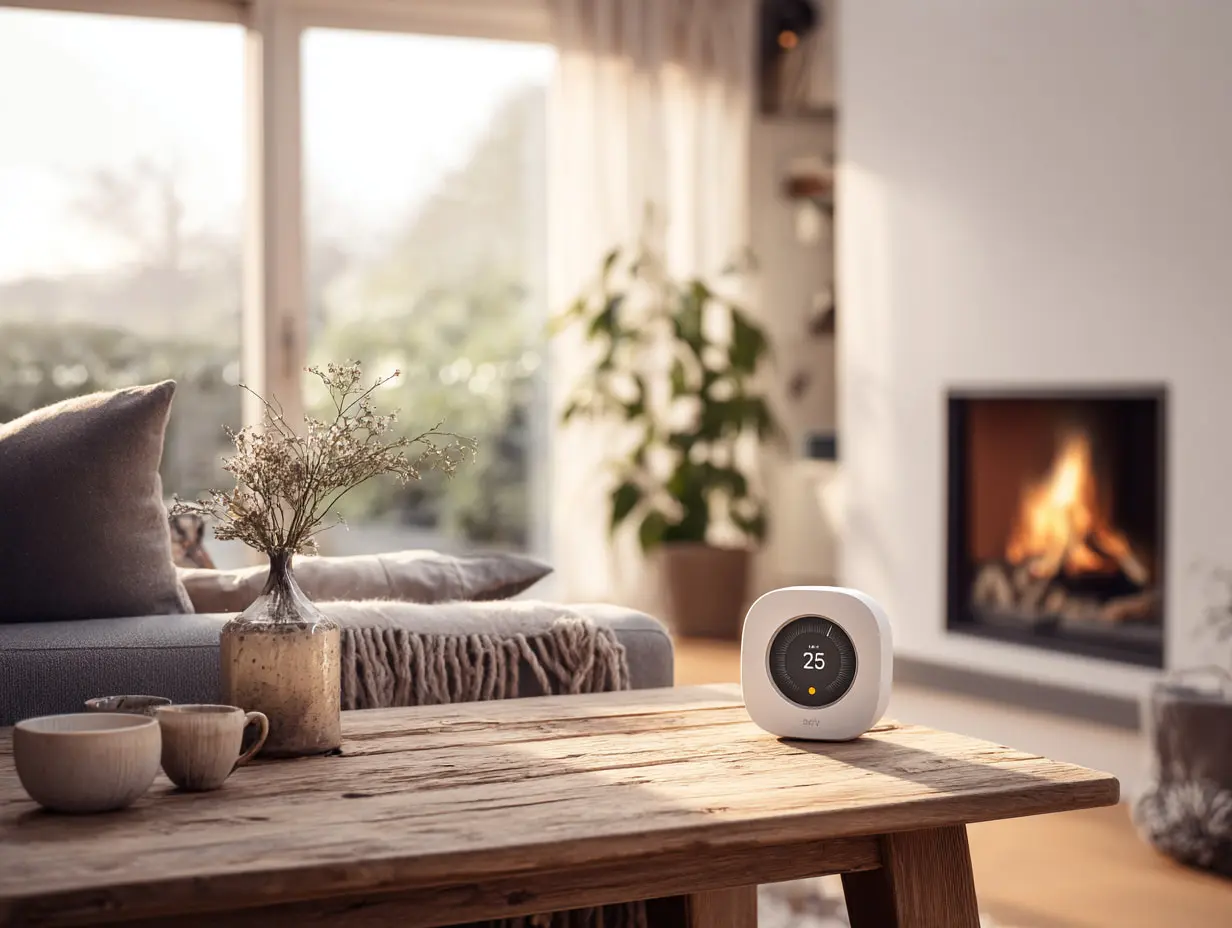Smart thermostat installed in a Chippenham living room